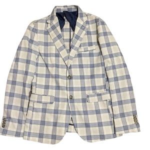 Italian linen cotton plaid sports coat